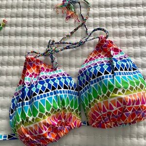 La Blanca Colorful Geometric Multicolor Bikini Top